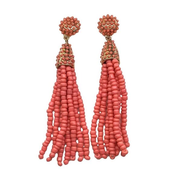 Sugarfix by Baublebar Beaded Tassel Earrings Coral Gold Tone - Picture 1 of 5